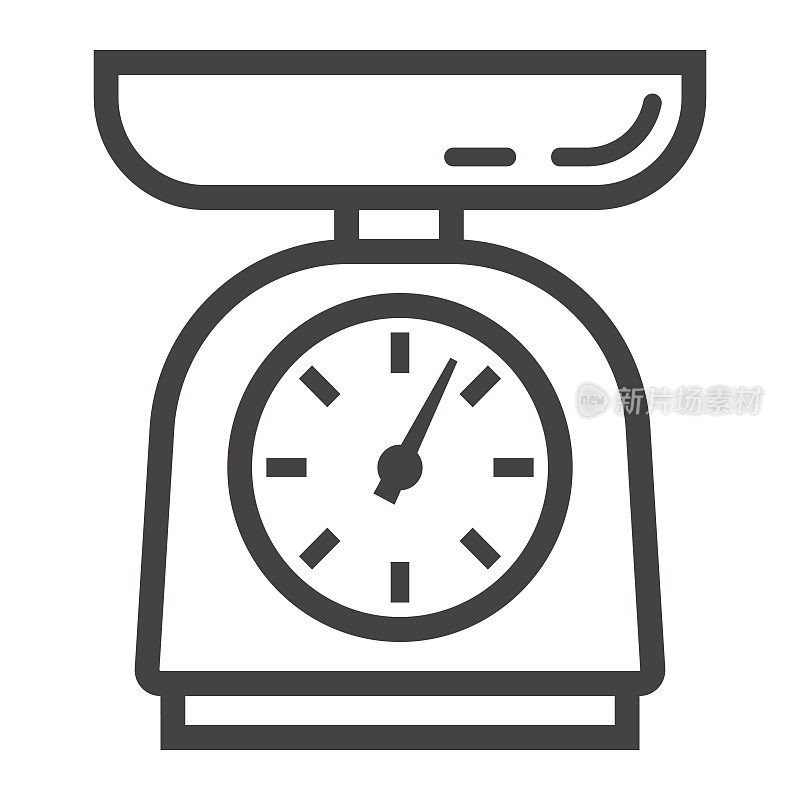 Kitchen scales line icon, household and appliance, vector graphics, a linear pattern on a white background, eps 10.